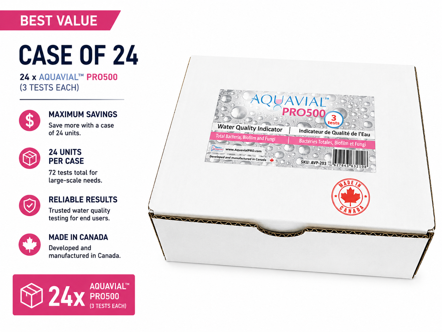 AquaVial PRO — 15-Minute Industrial Water Test Kit Total Bacteria