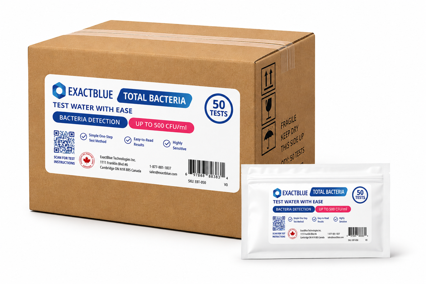 ExactBlue EZ Total Bacteria& Fungi- results in 5 minutes (500 CFU/ml)