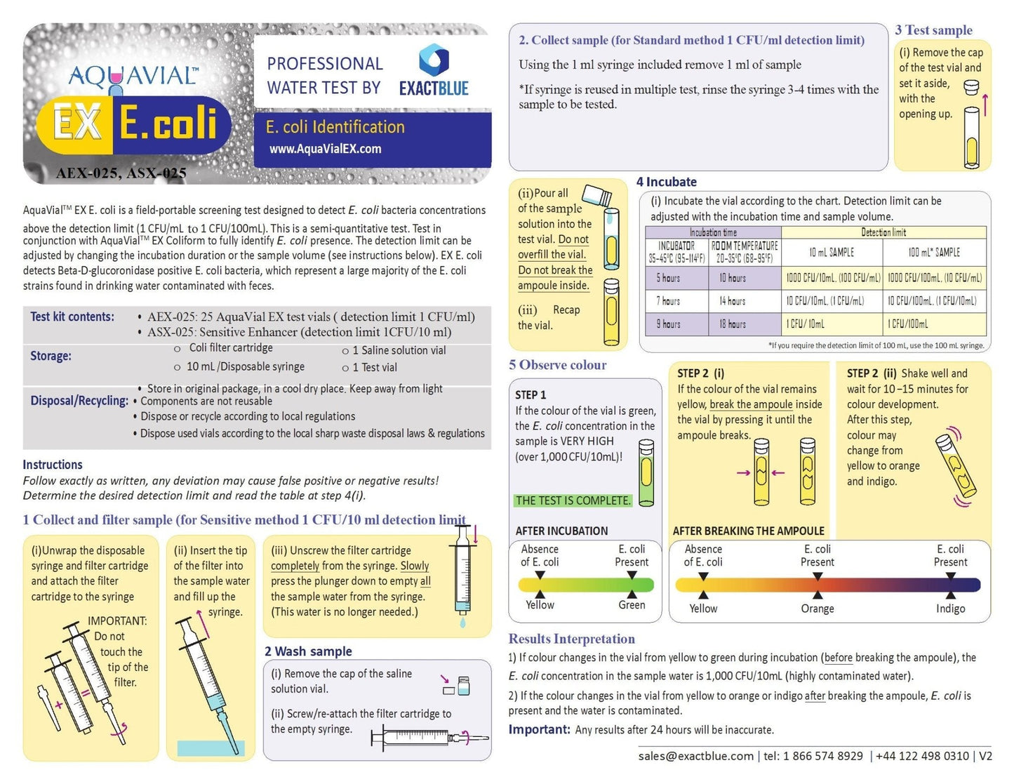 AquaVial EX E. coli Water Test Kit #4
