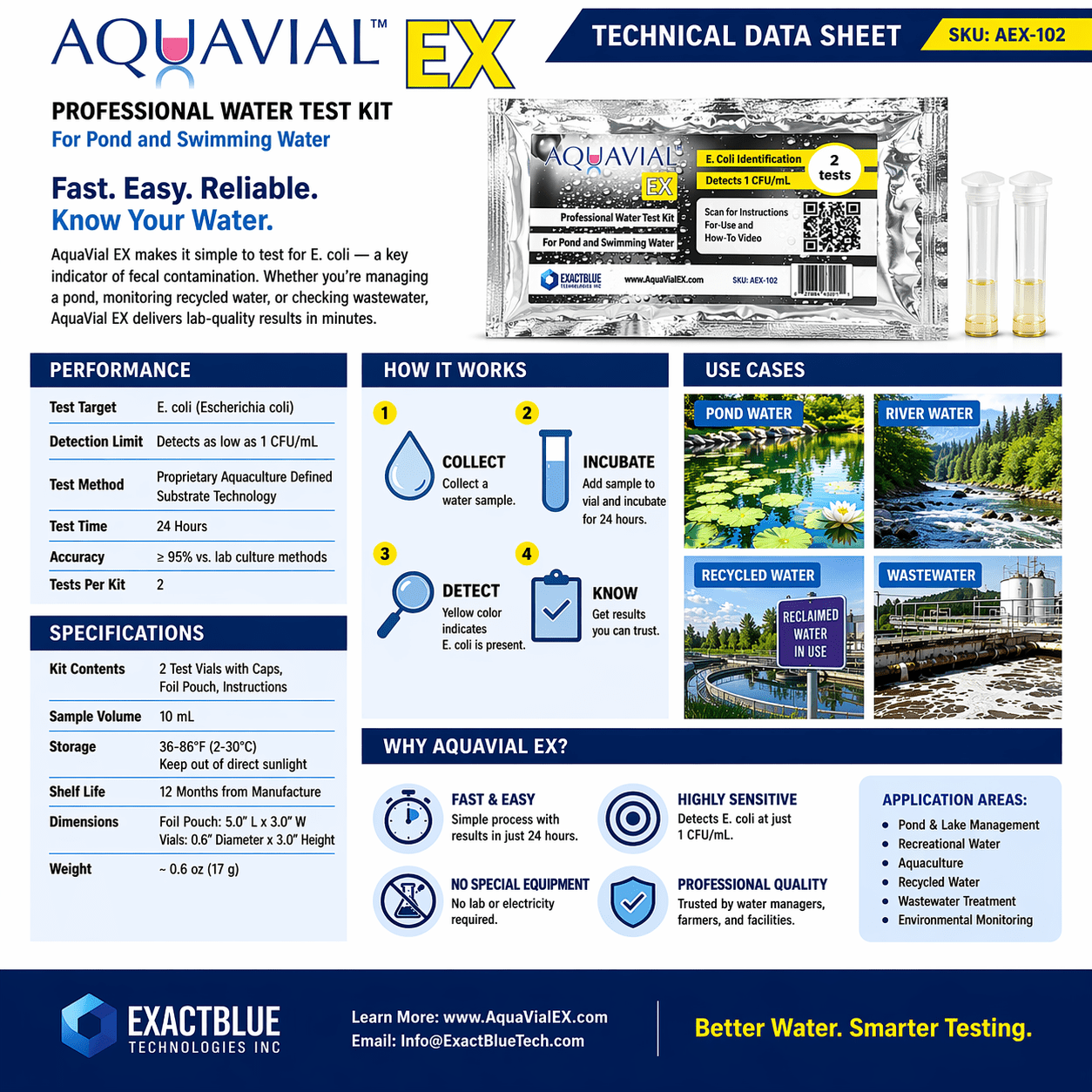 AquaVial EX E. coli Water Test Kit #6